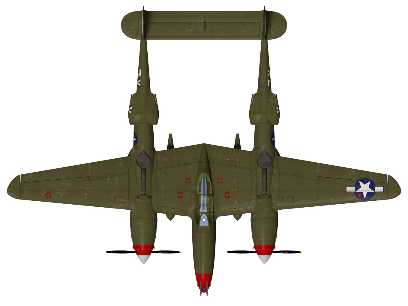 Lockheed P-38J Lightning 3D model_12