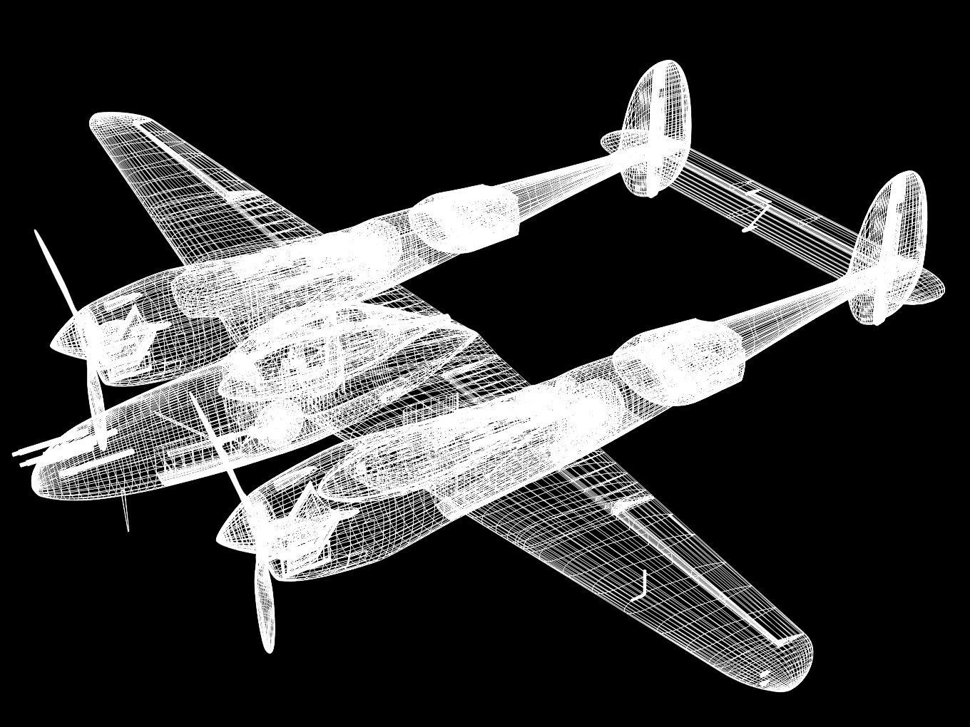 Lockheed P-38J Lightning 3D model_15