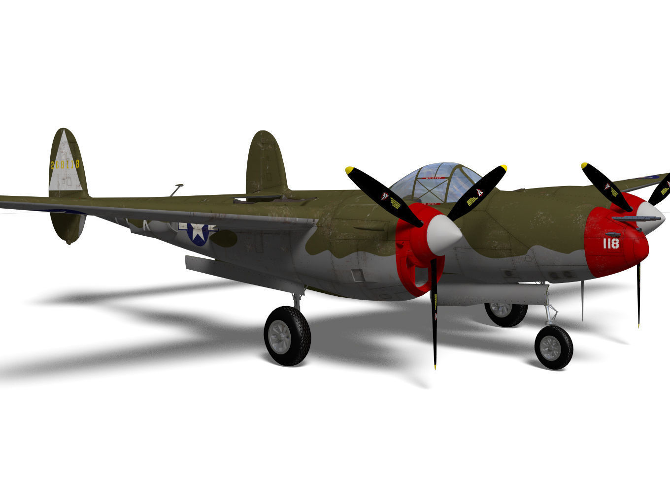 Lockheed P-38J Lightning 3D model_7