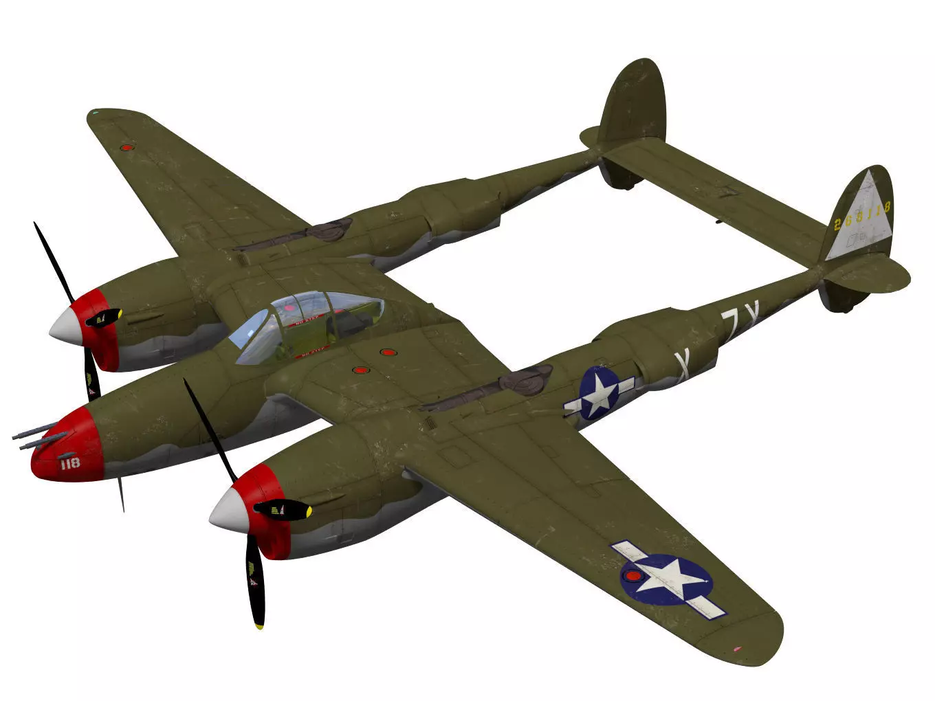 Lockheed P-38J Lightning 3D model_0