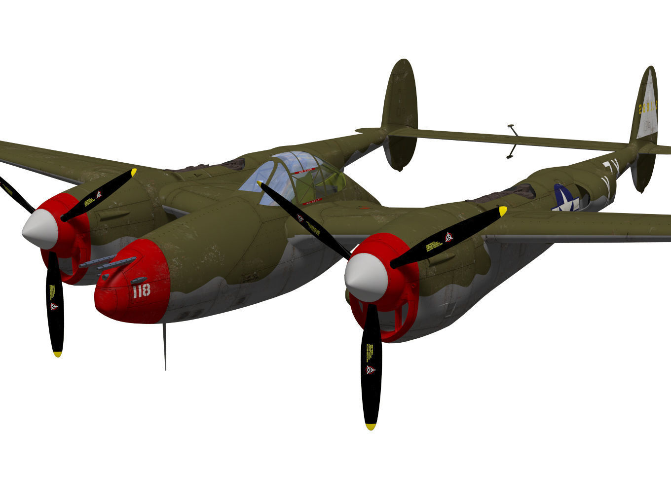 Lockheed P-38J Lightning 3D model_4