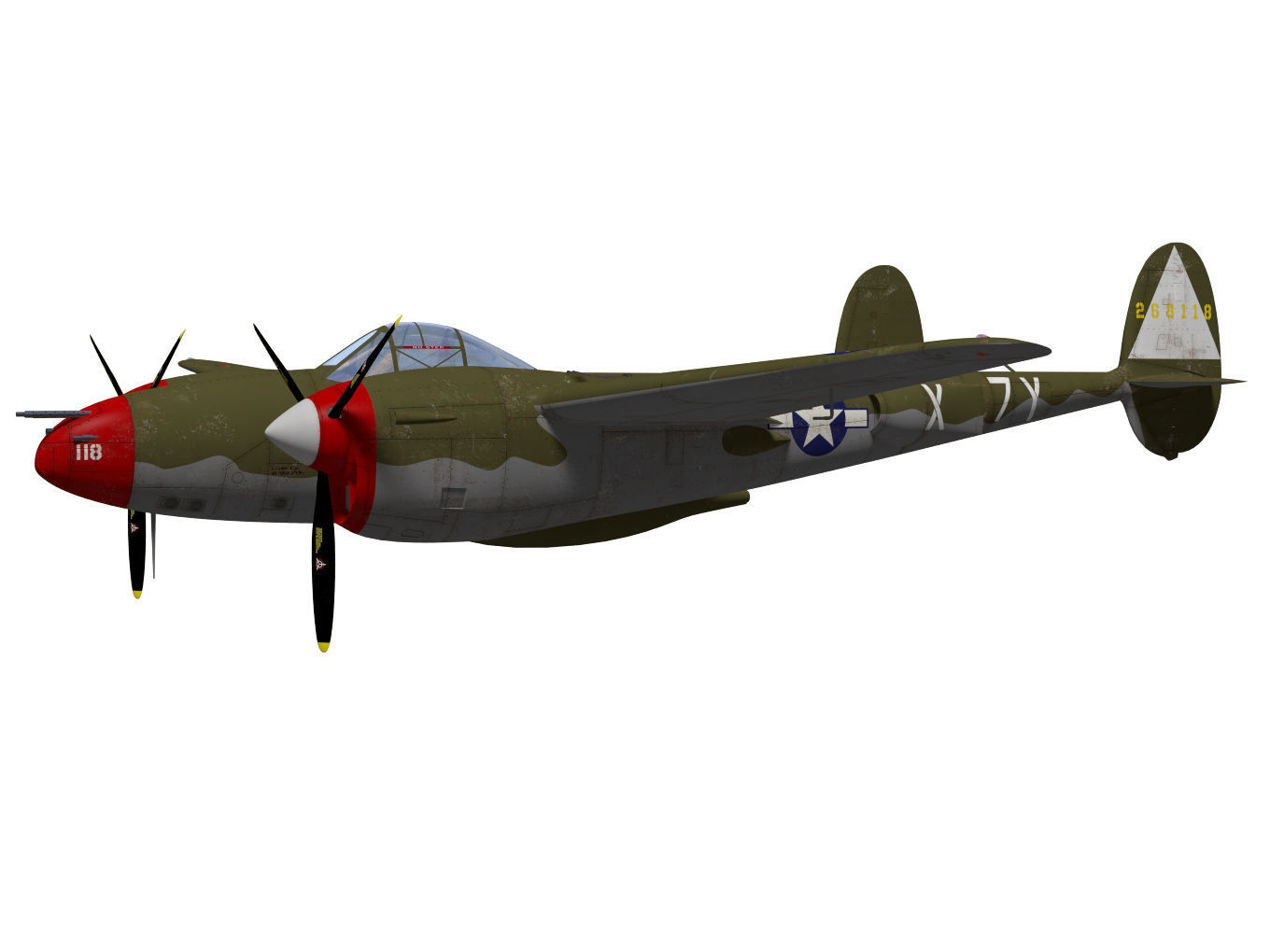 Lockheed P-38J Lightning 3D model_2