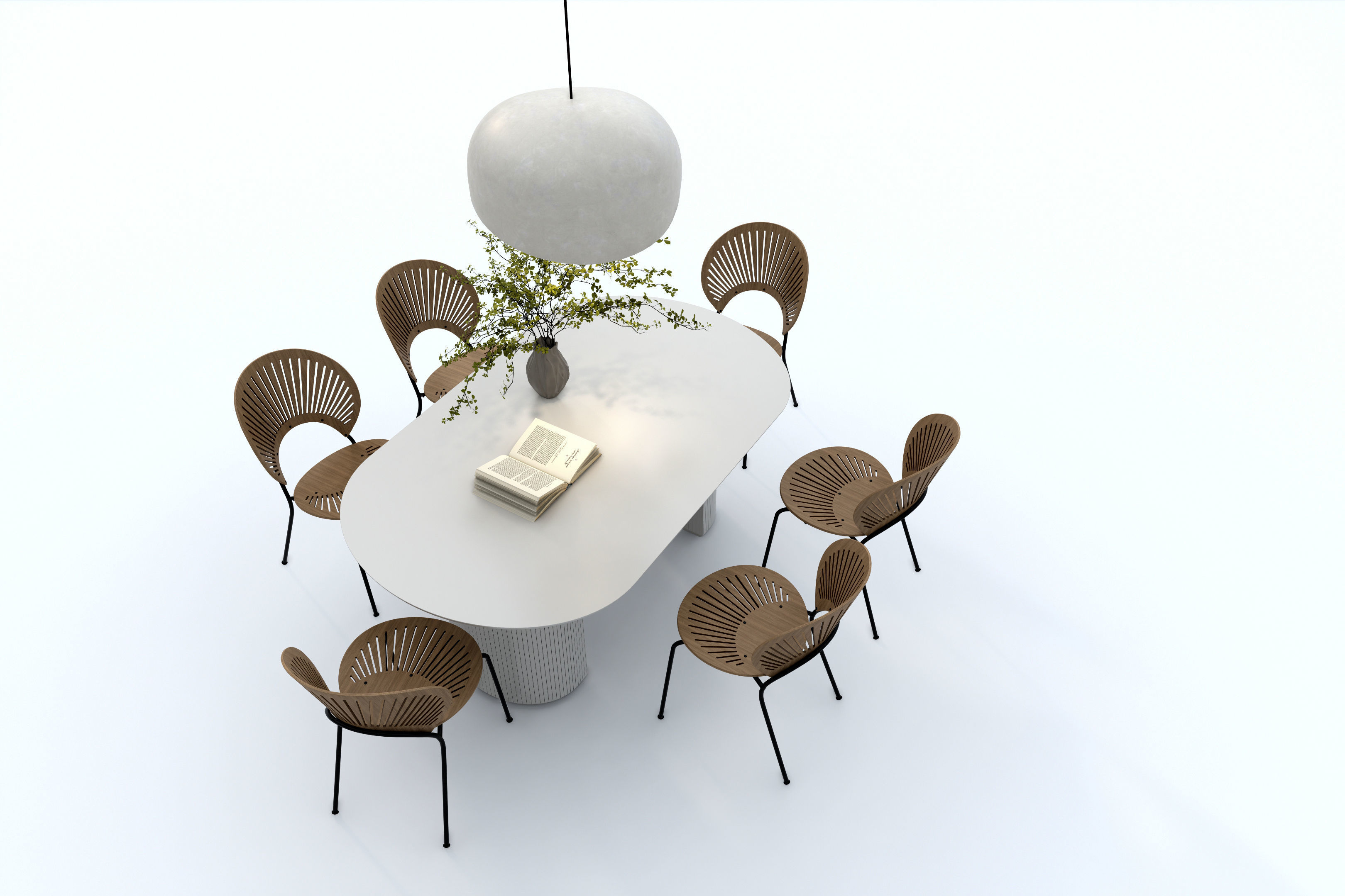 Dining Table Set 3D model_10