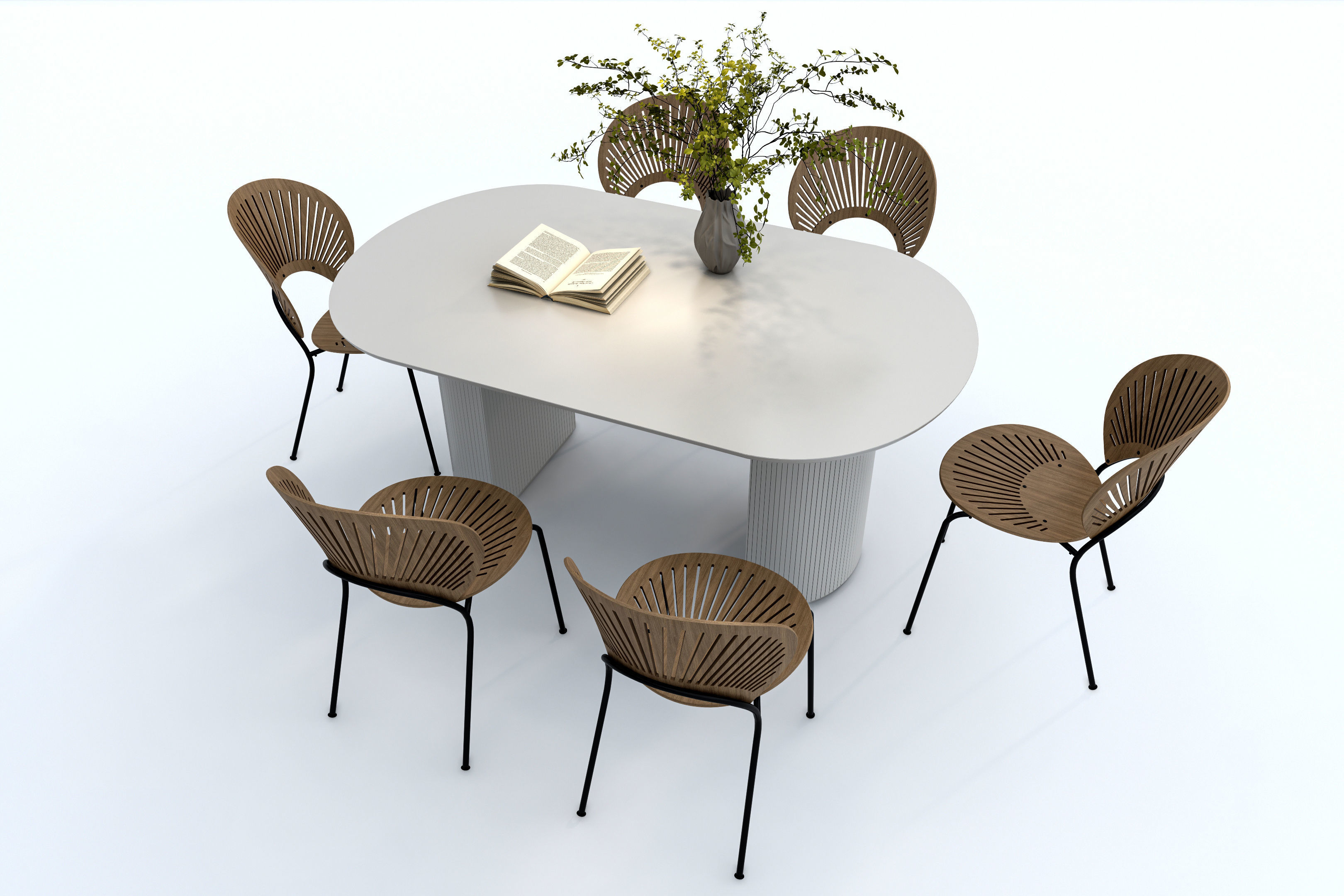 Dining Table Set 3D model_8
