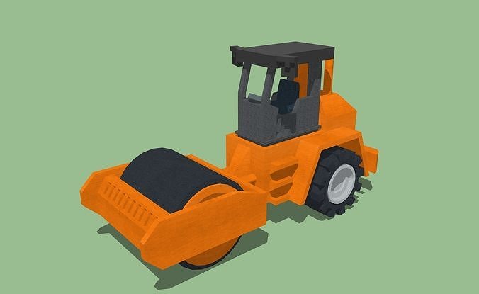 Construction Heavy Duty Road Roller by Outland Models Low-poly 3D model