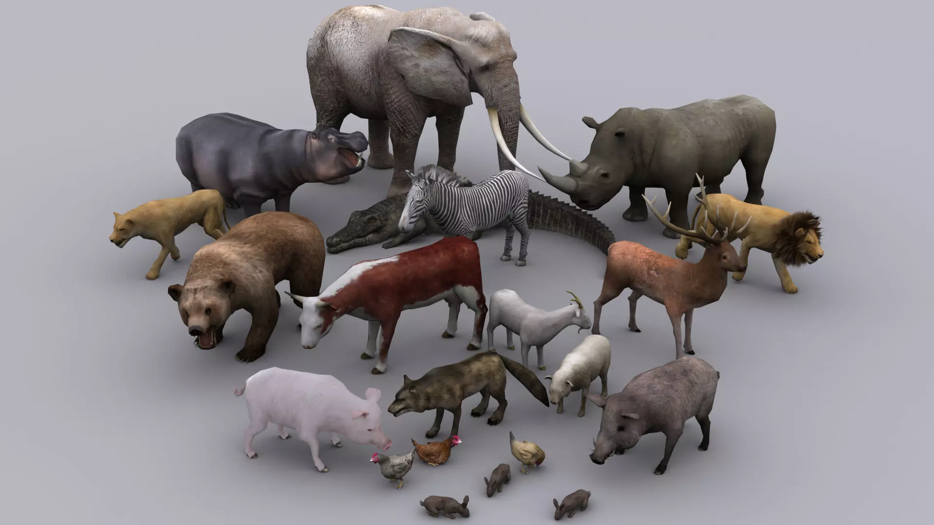 ANIMALS FULL PACK GAME READY ANIMATED MODELS Low-poly 3D model_0