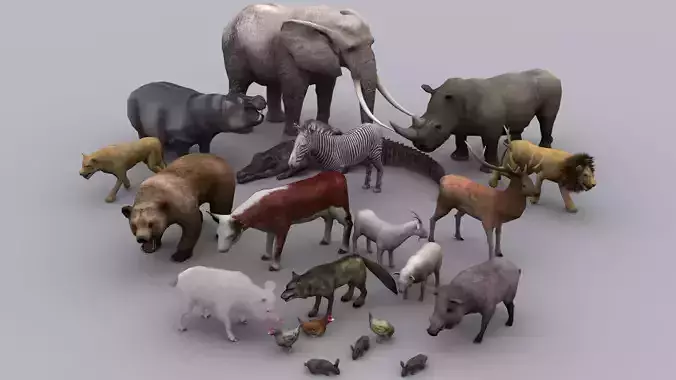 ANIMALS FULL PACK GAME READY ANIMATED MODELS Low-poly 3D model