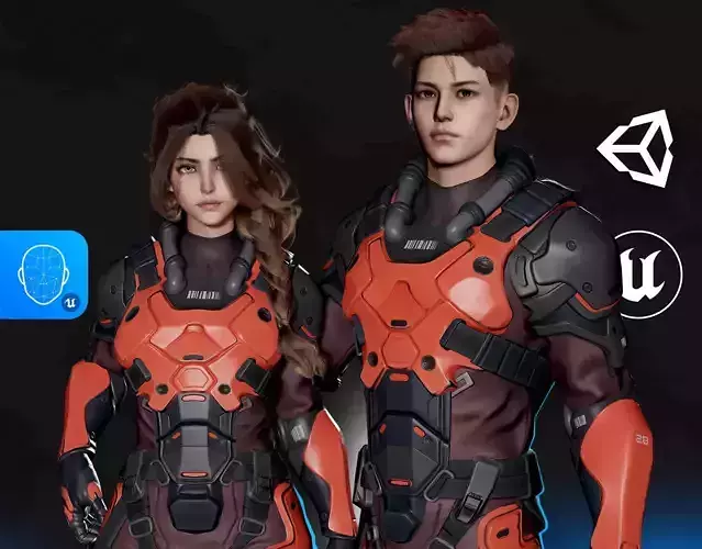 Stellar Trooper - Sci-Fi Characters - Game Ready Low-poly 3D model