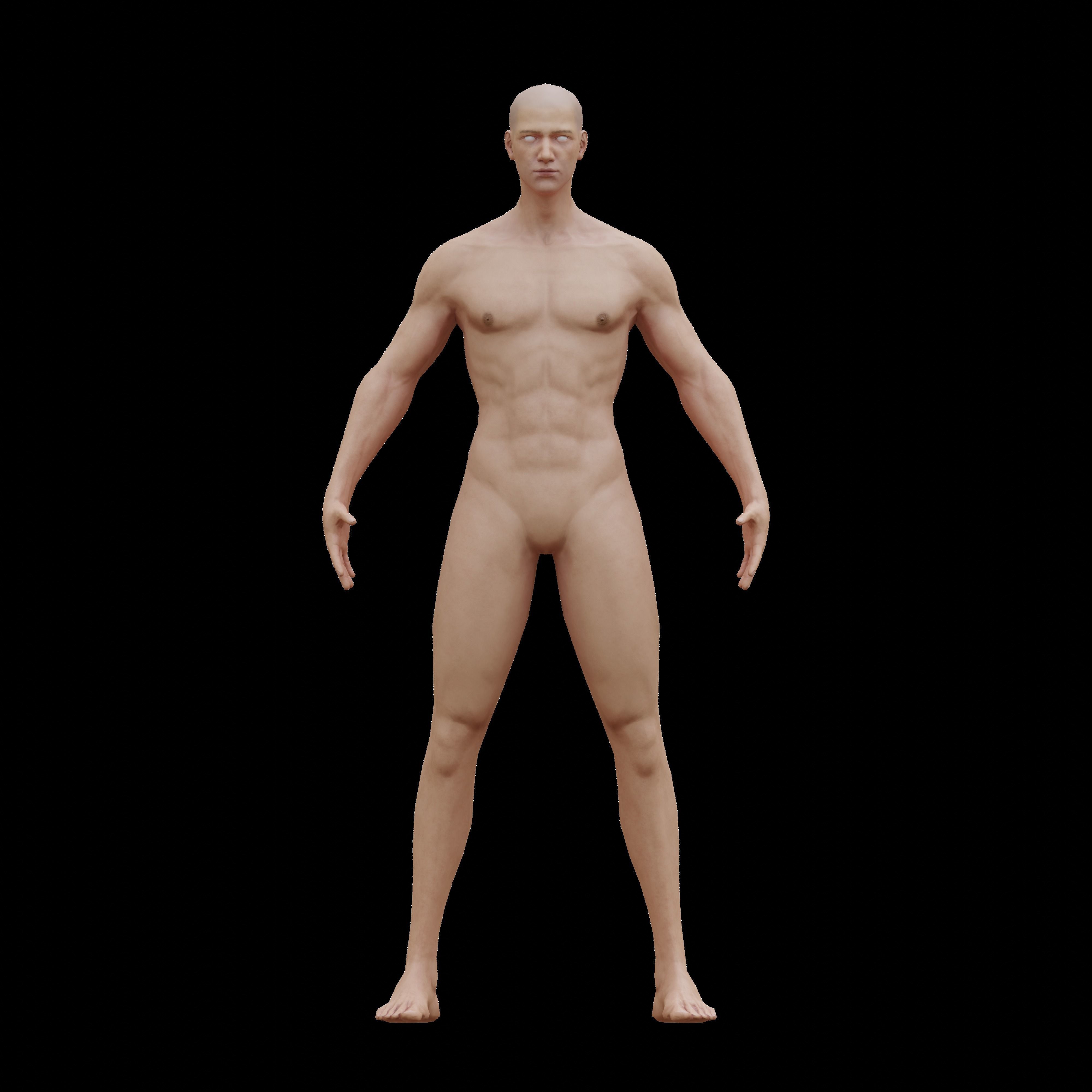 Human man base model Low-poly 3D model_3