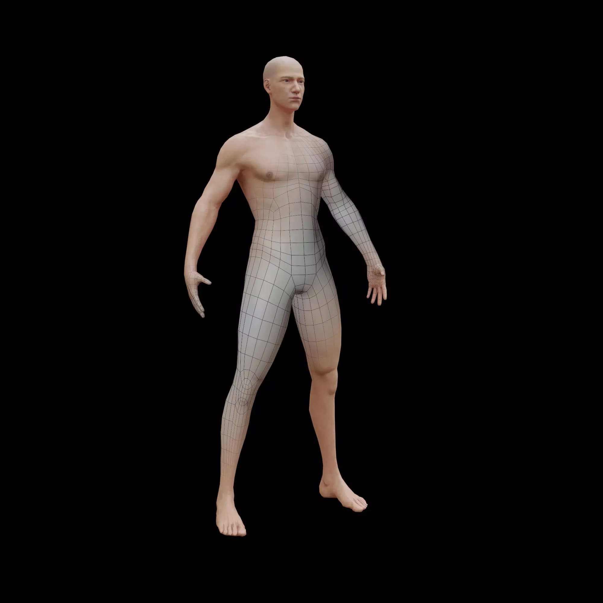 Human man base model Low-poly 3D model_0