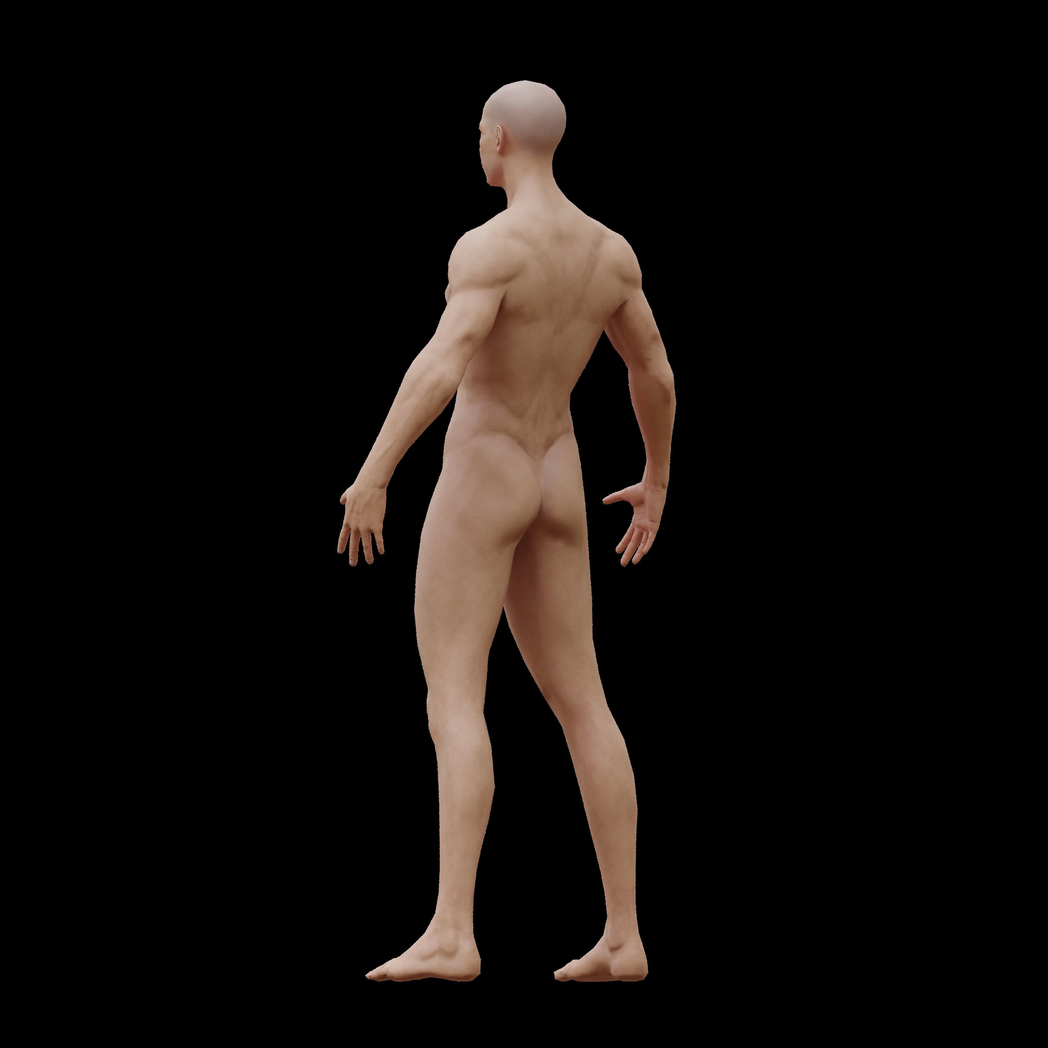 Human man base model Low-poly 3D model_8