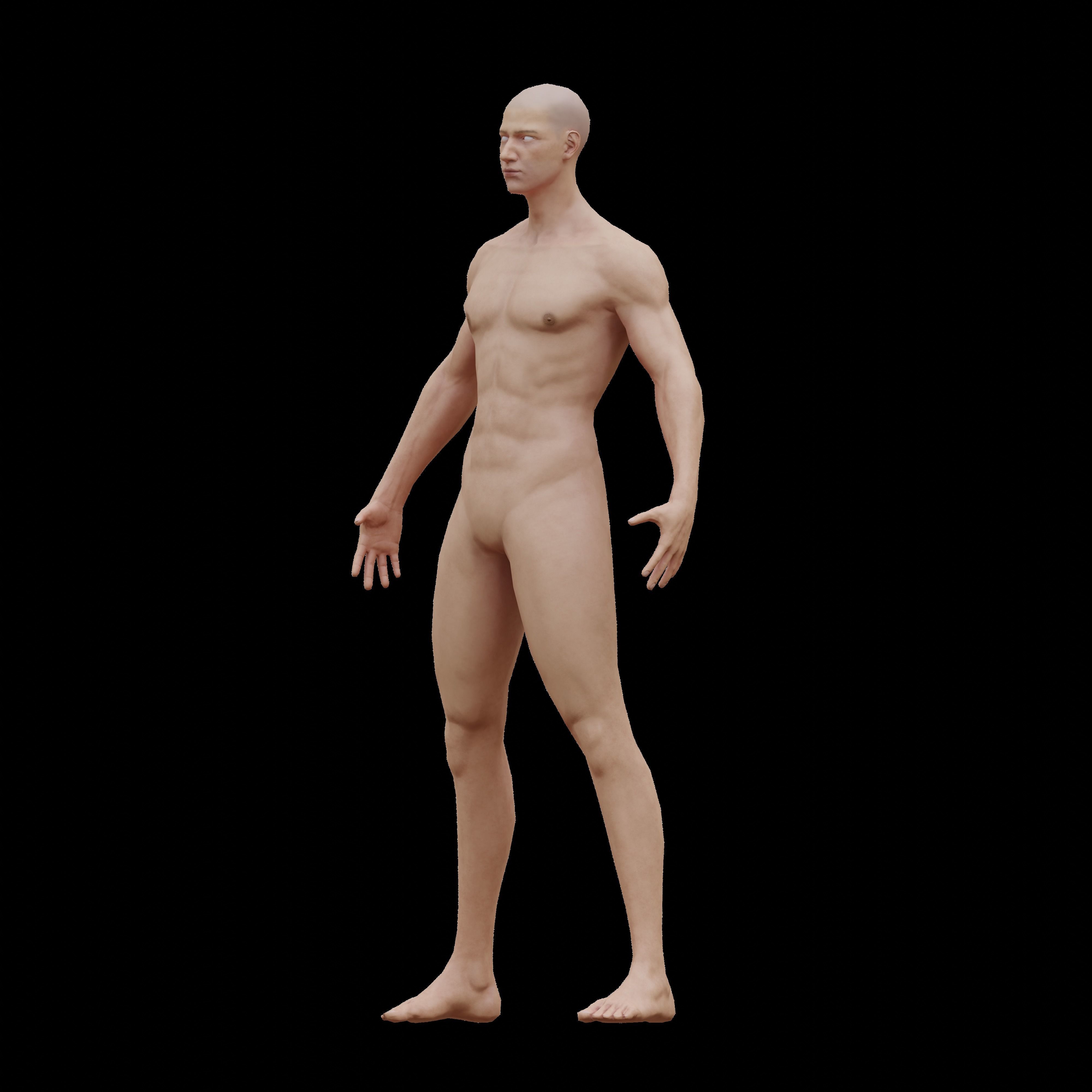 Human man base model Low-poly 3D model_10