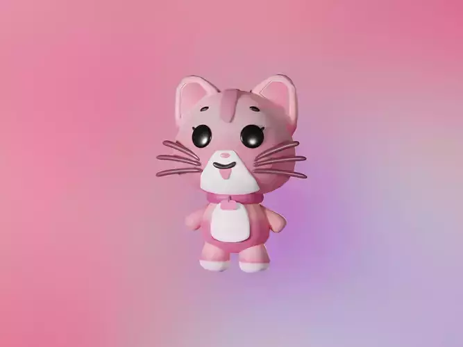 Cartoon pink cat 3D model