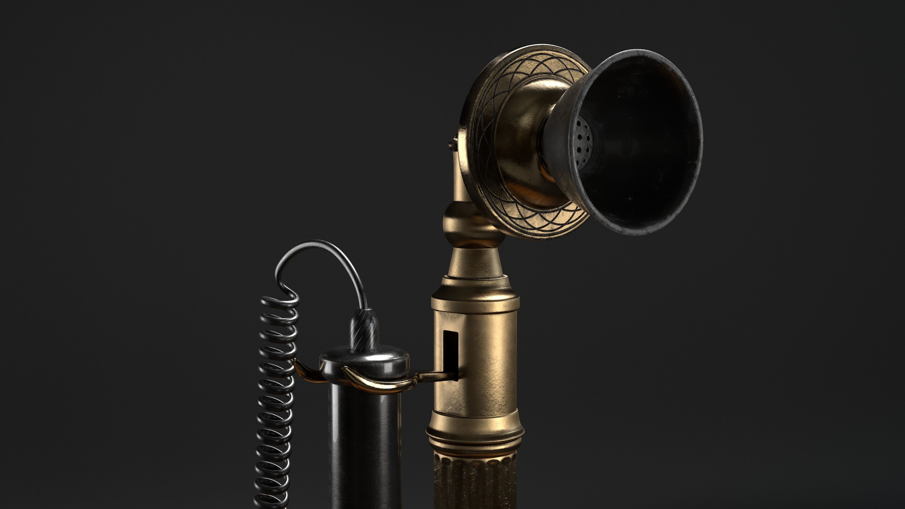 Candlestick Telephone - Roman Column 1897 - Hero Asset 3D model_5