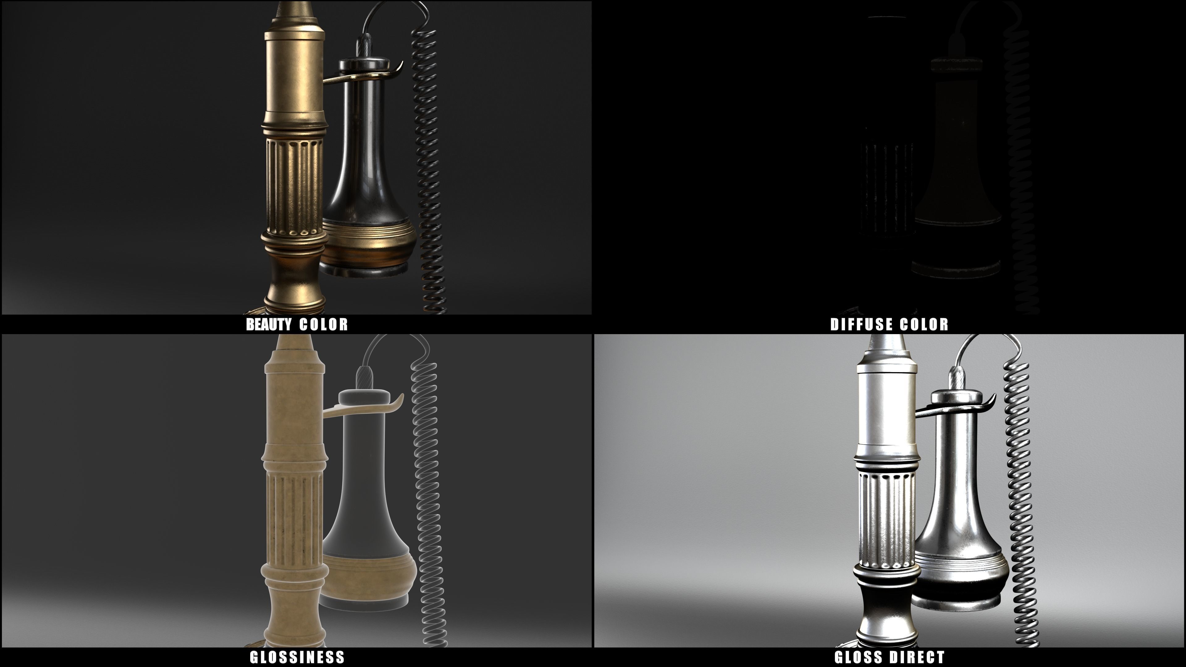 Candlestick Telephone - Roman Column 1897 - Hero Asset 3D model_16