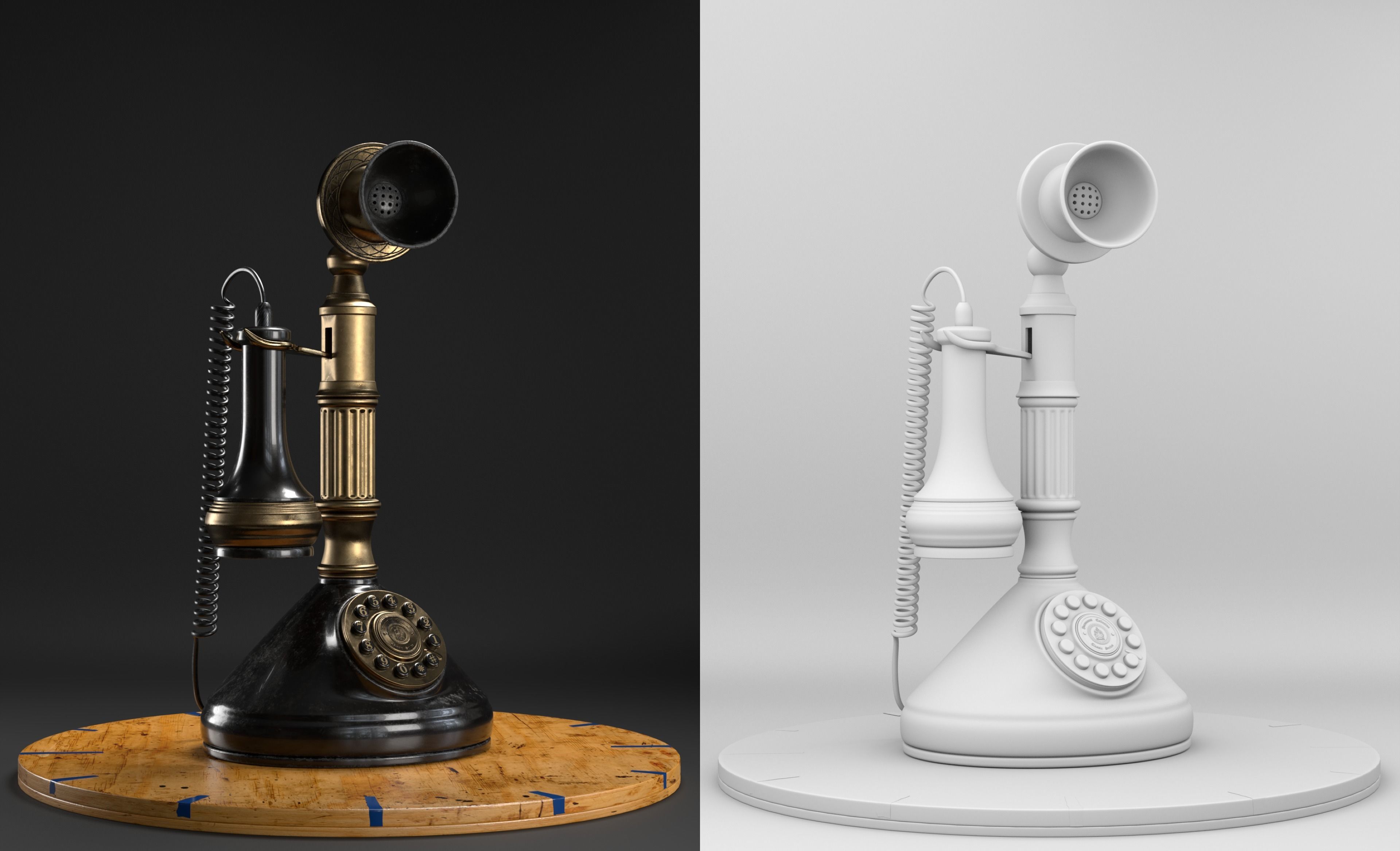 Candlestick Telephone - Roman Column 1897 - Hero Asset 3D model_2