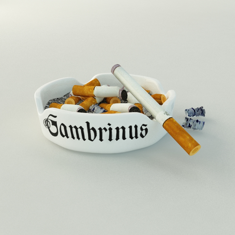 Ashtray cigarettes in 3D model_3