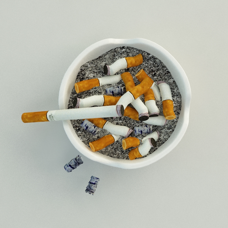 Ashtray cigarettes in 3D model_2