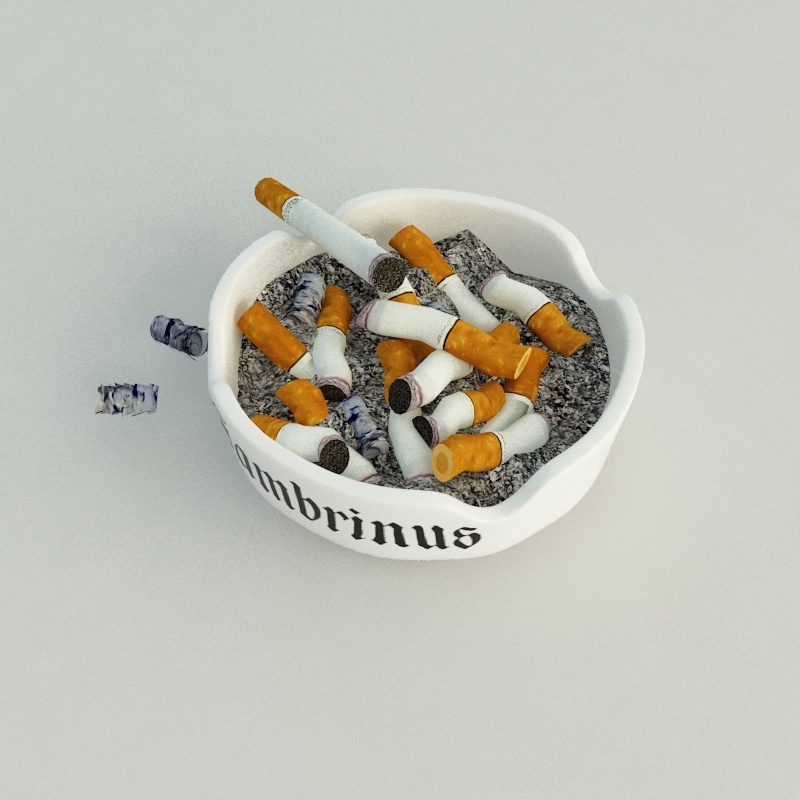Ashtray cigarettes in 3D model_1