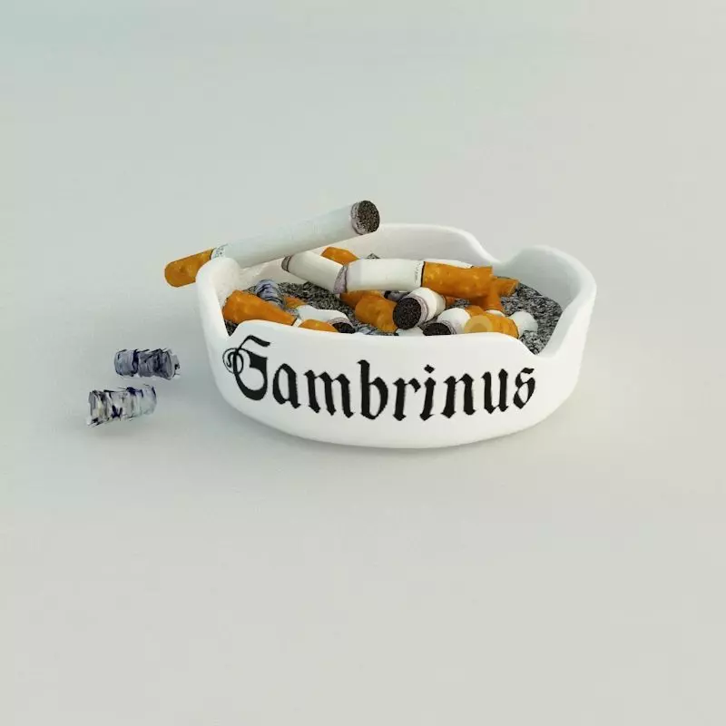 Ashtray cigarettes in 3D model_0