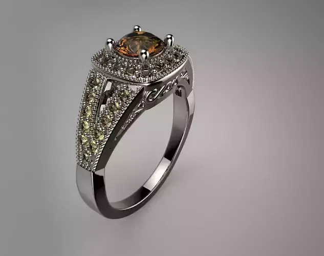 Chocolate and White Diamond Engagement Wedding Ring