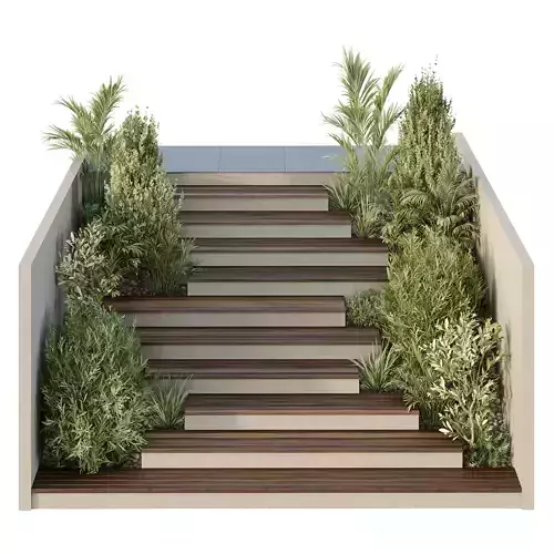 Tree and bush garden box outdoor 3D model