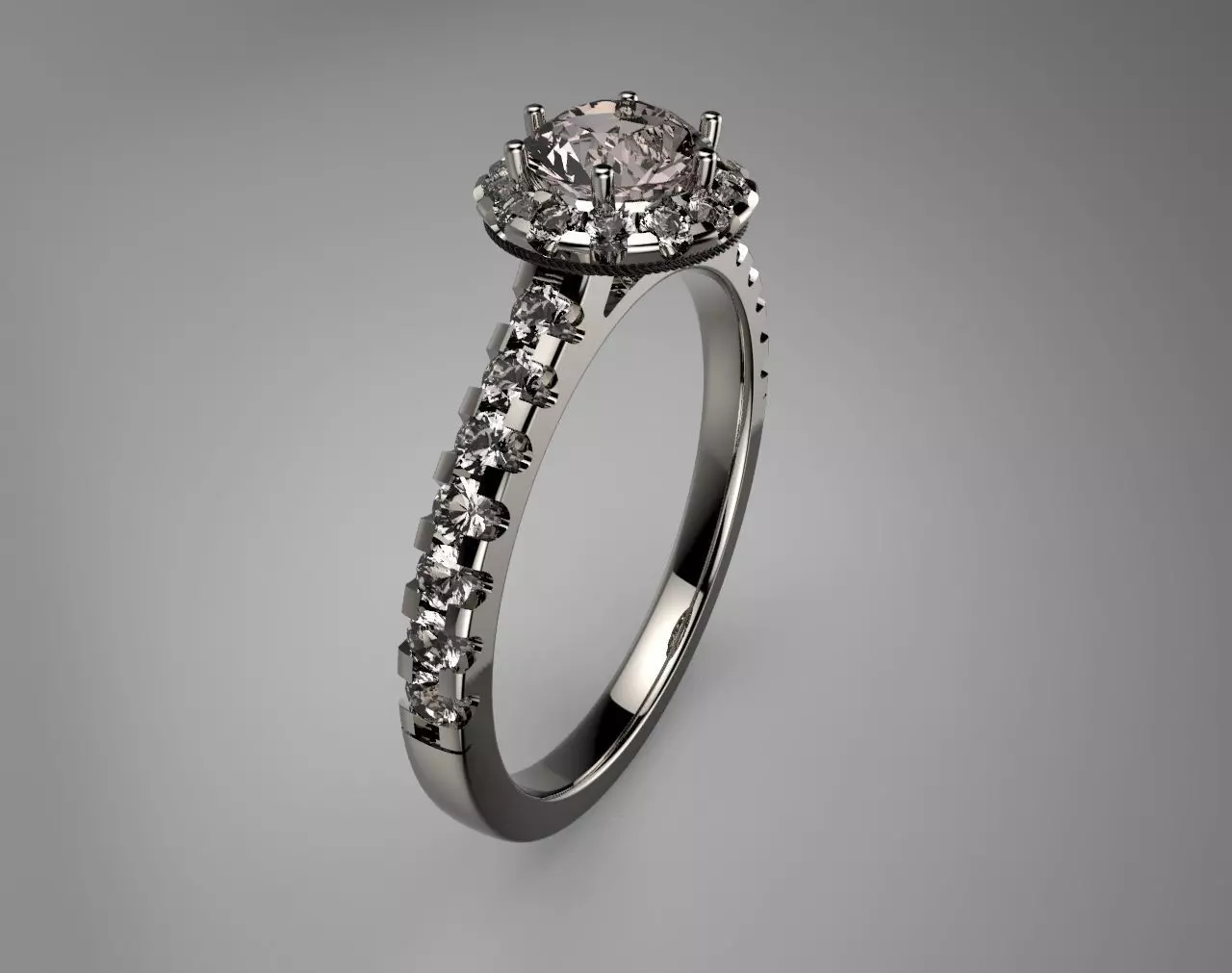 Gold Diamond Ring Gemstone Engagement Ring Free 3D print model