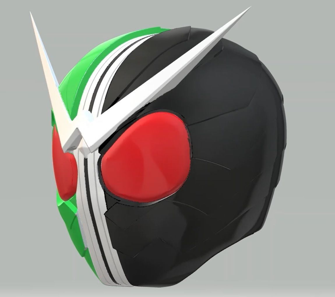 Kamen Rider W helmet 3D print model_1