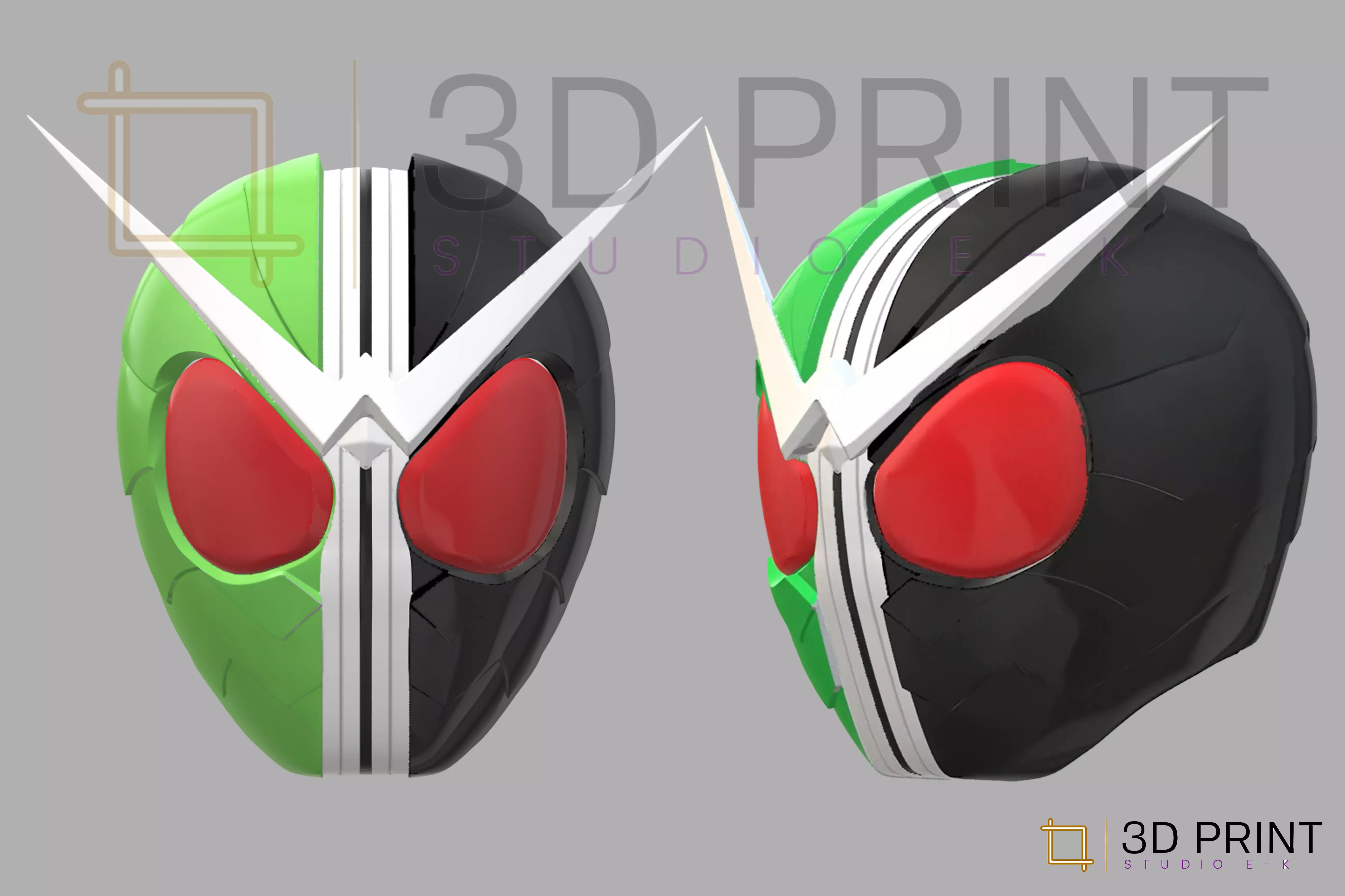 Kamen Rider W helmet 3D print model_0