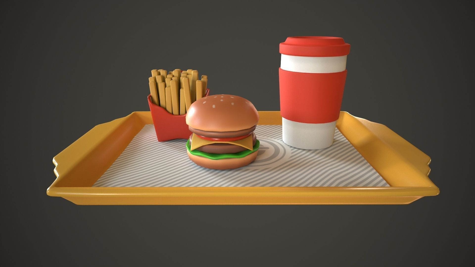 Fast Food Cartoon Low-poly 3D model Low-poly 3D model_2
