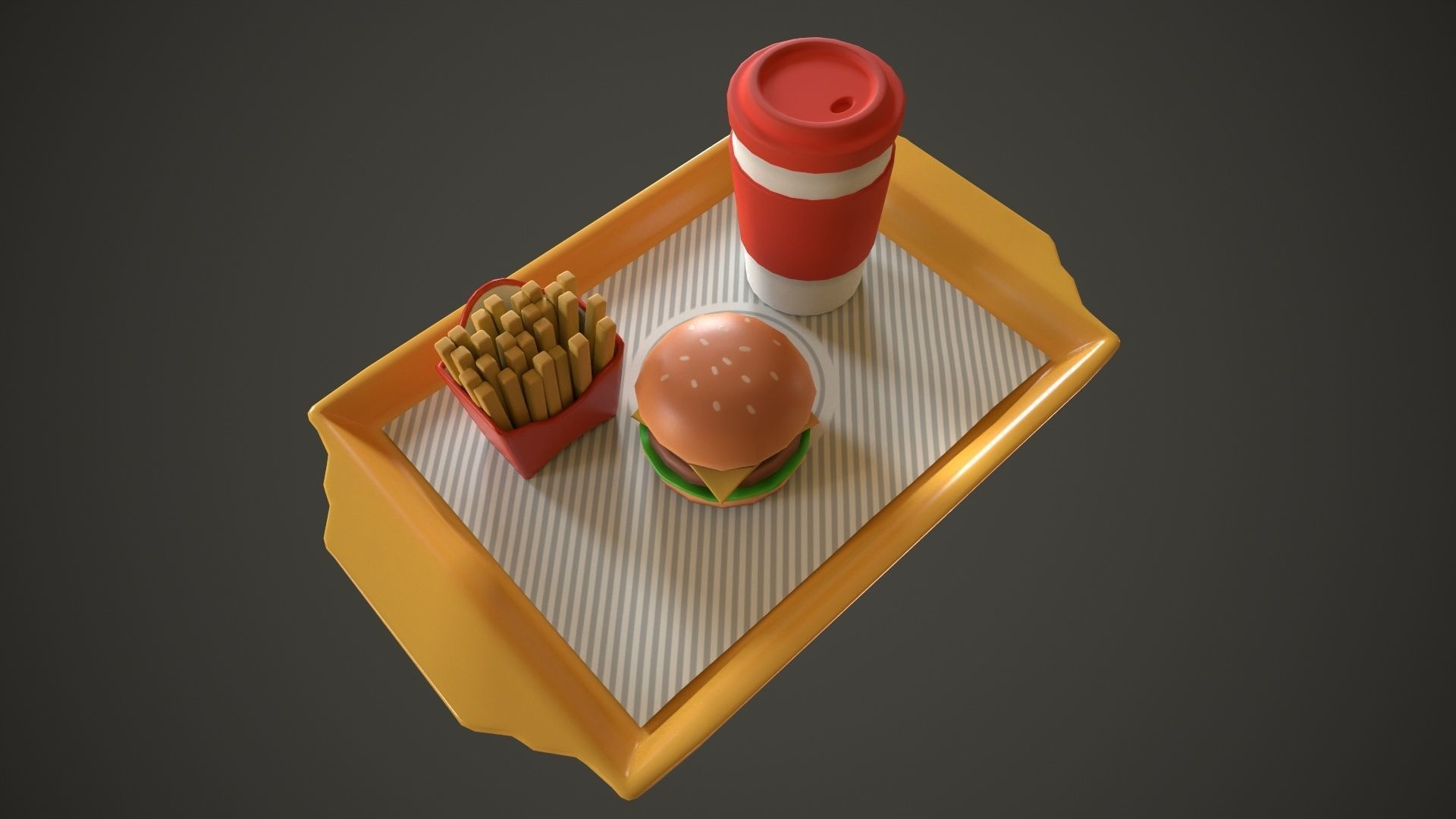 Fast Food Cartoon Low-poly 3D model Low-poly 3D model_3