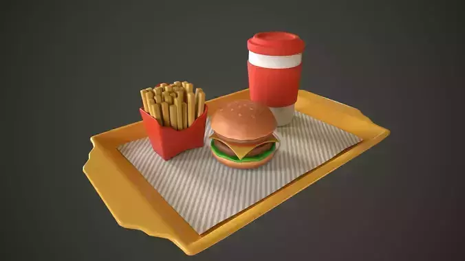 Fast Food Cartoon Low-poly 3D model