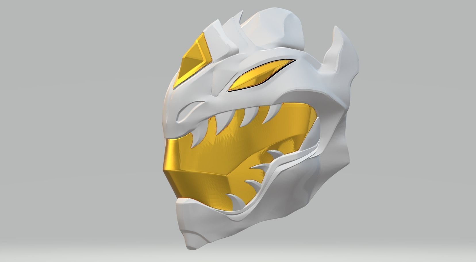 Power Ranger White Dragon helmet 3D print model_3