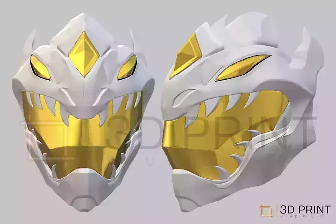 Power Ranger White Dragon helmet 3D print model