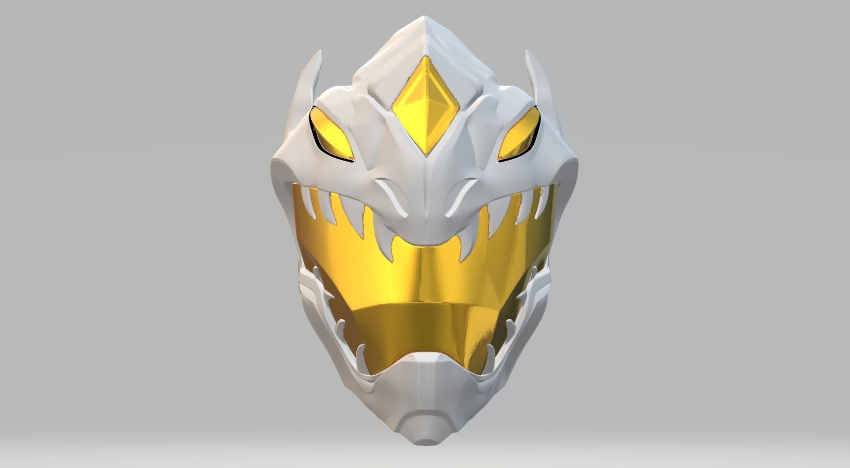 Power Ranger White Dragon helmet 3D print model_2