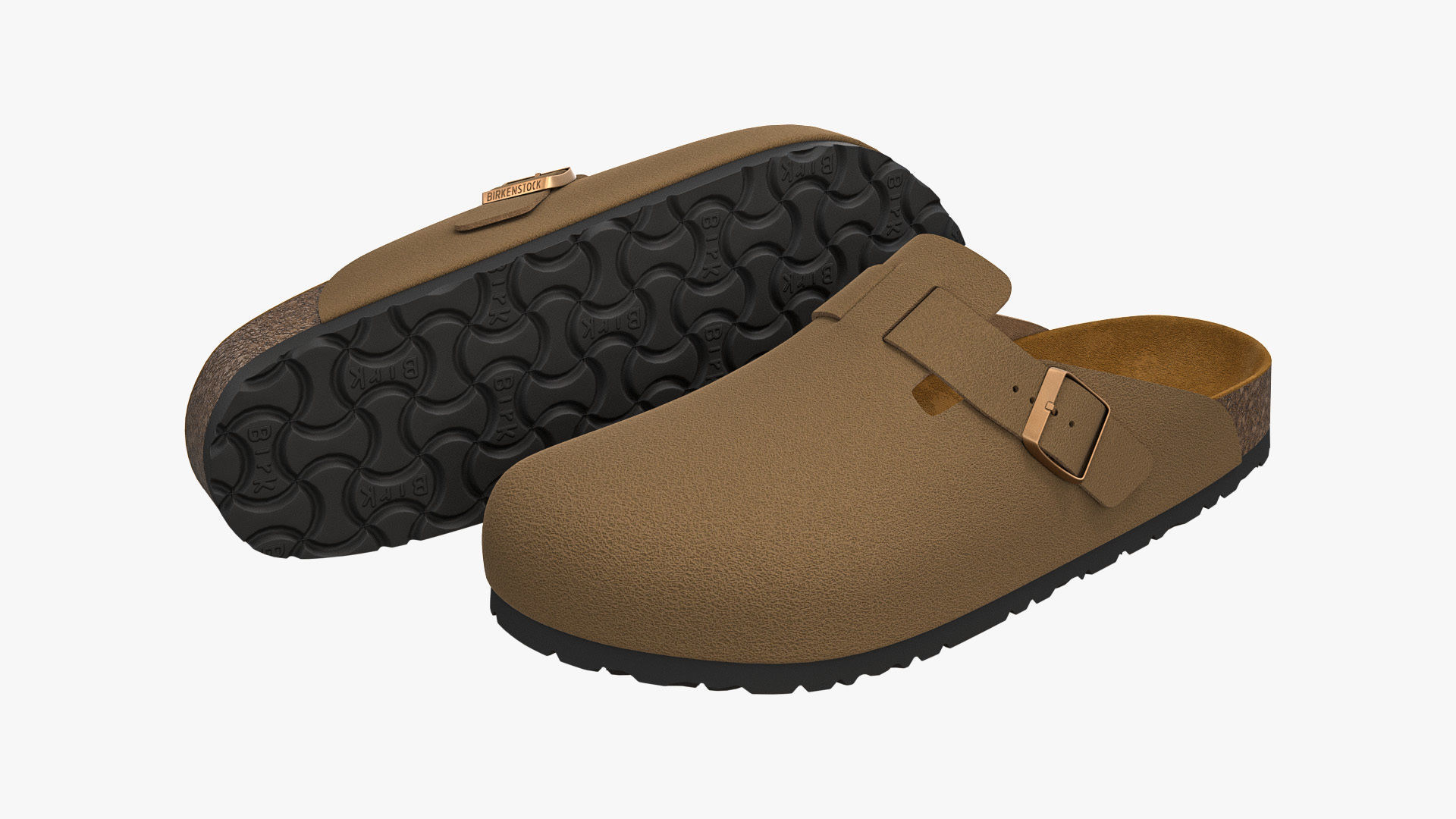 Birkenstock Boston Saddle Tan Leather 3D model_1