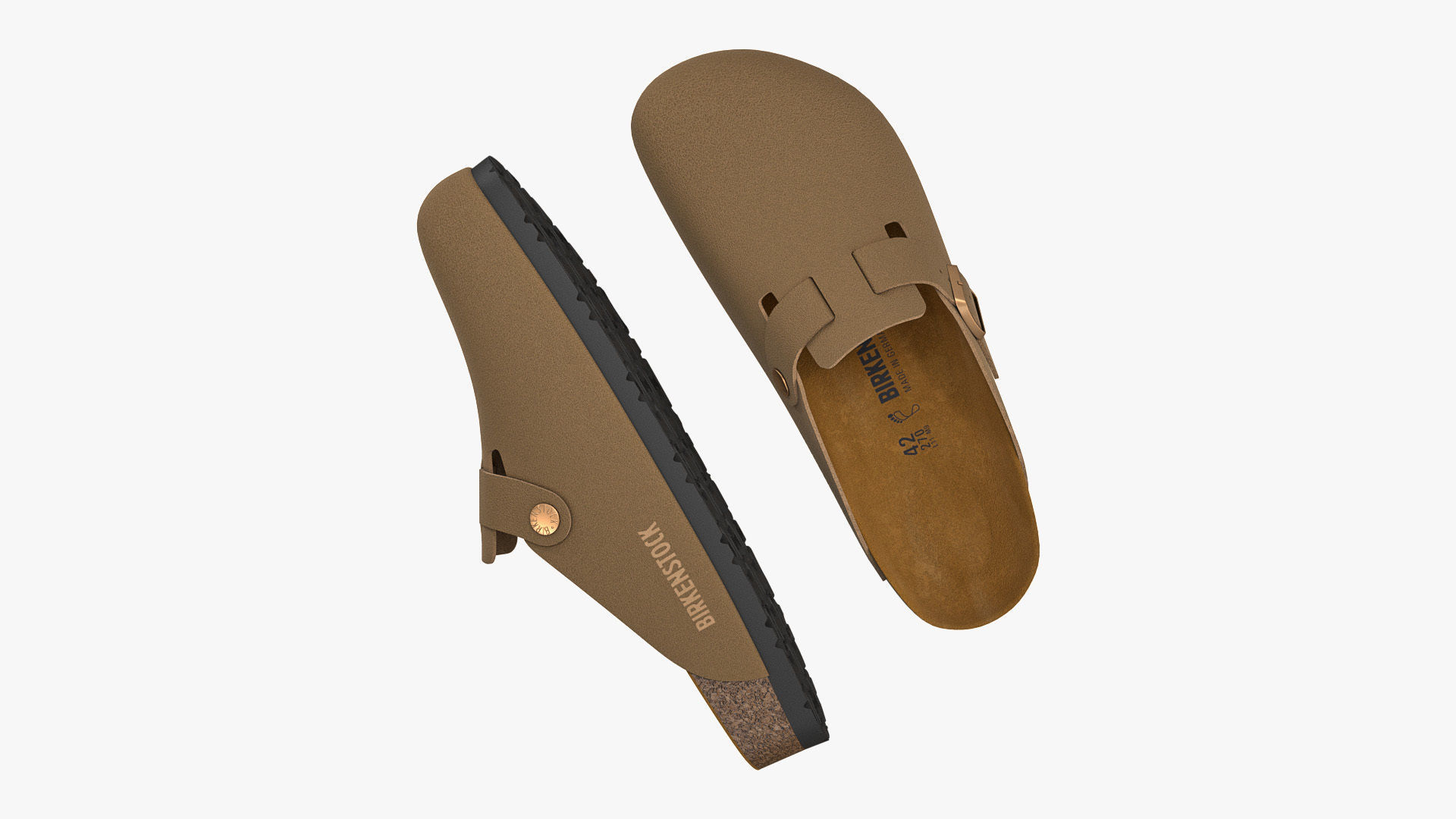 Birkenstock Boston Saddle Tan Leather 3D model_2