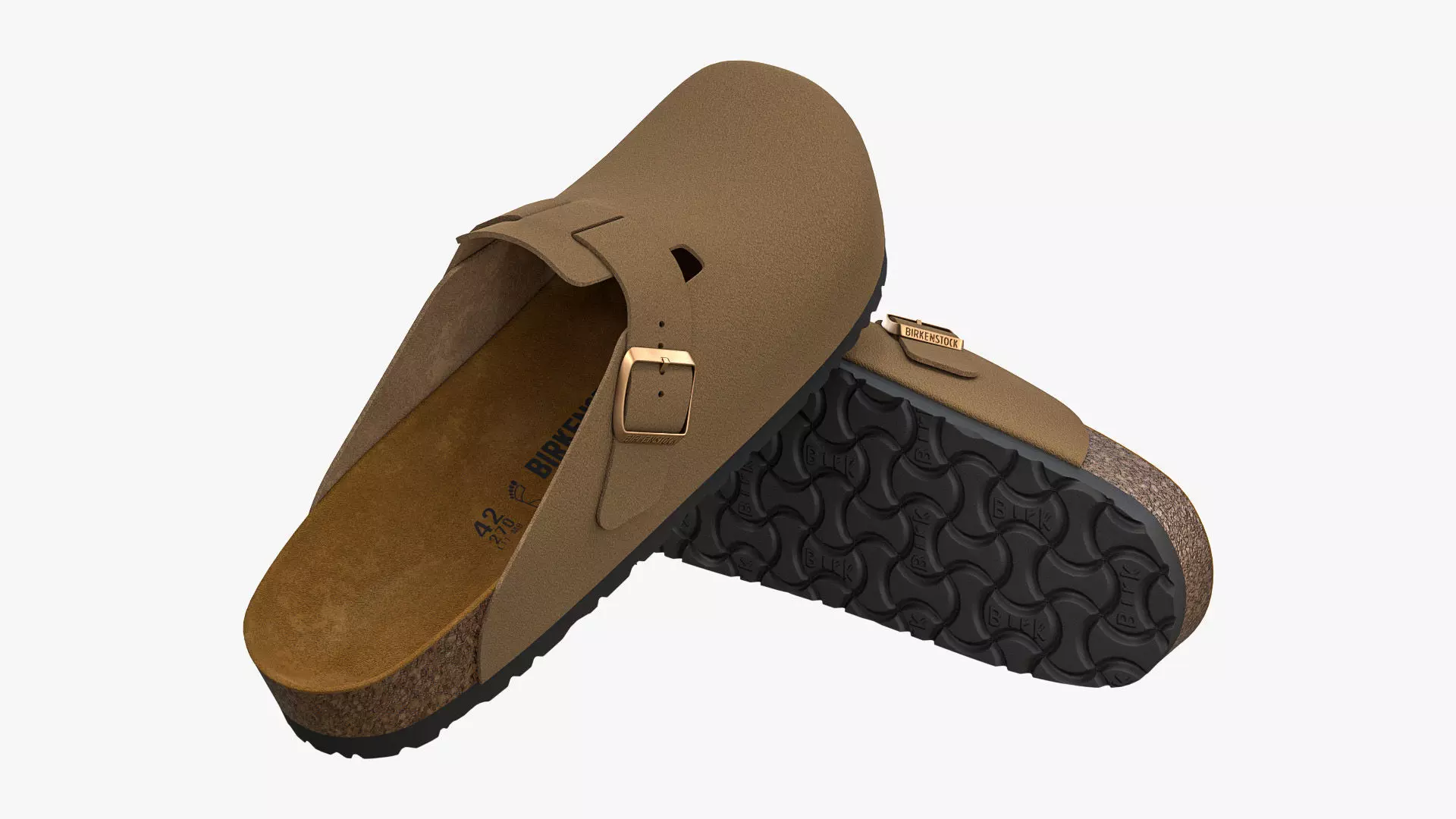 Birkenstock Boston Saddle Tan Leather 3D model_0