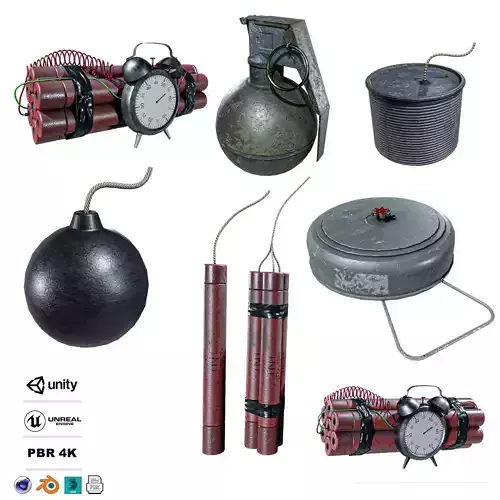 Explosive   7  Pack Low-poly 3D model
