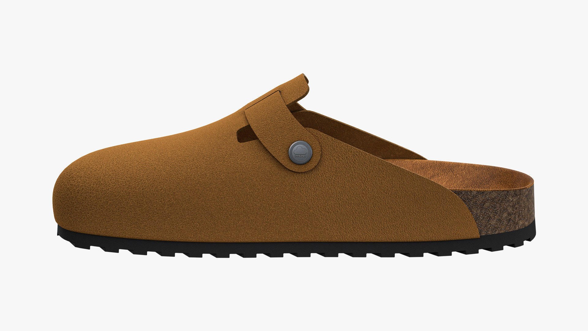 Clog Sandals Brown Leather 3D model_7