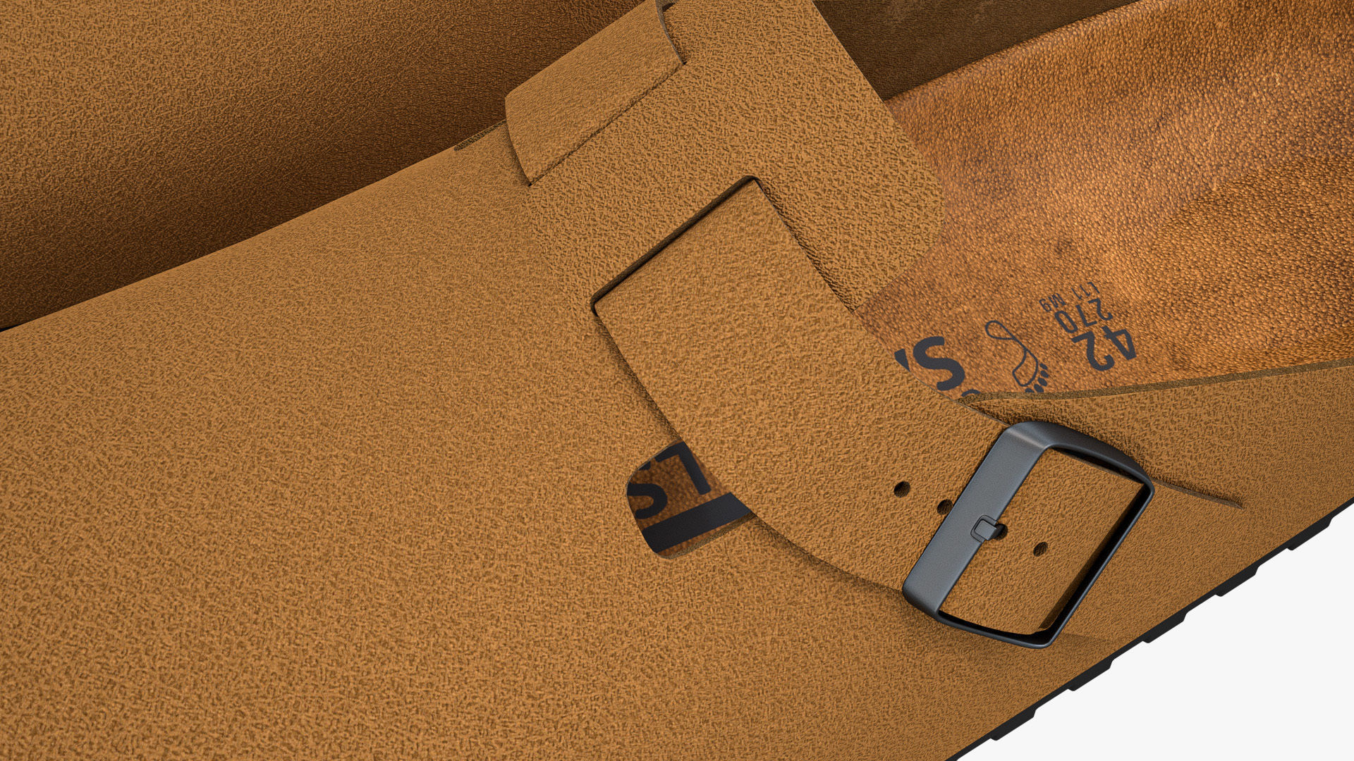 Clog Sandals Brown Leather 3D model_11