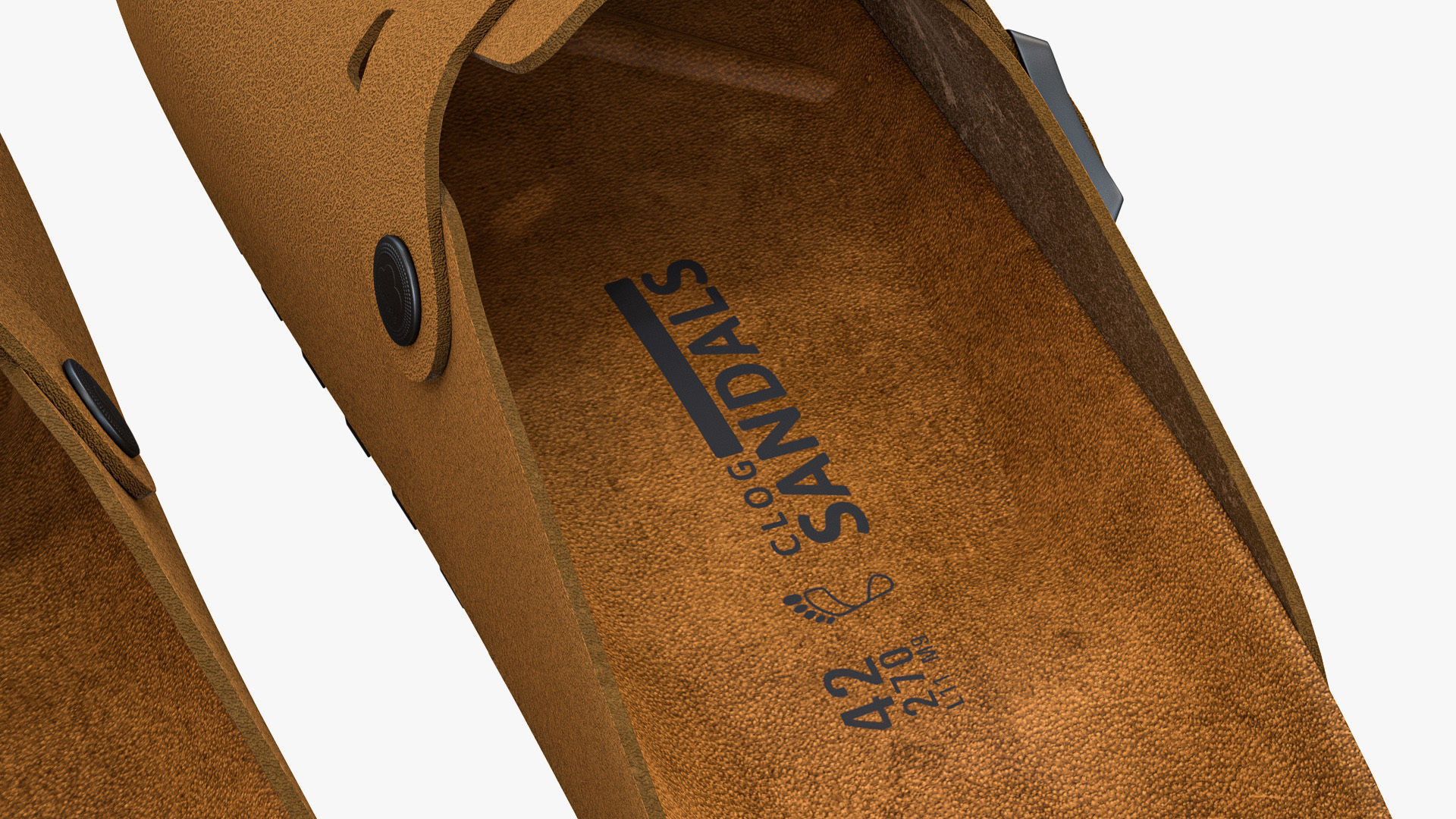 Clog Sandals Brown Leather 3D model_12