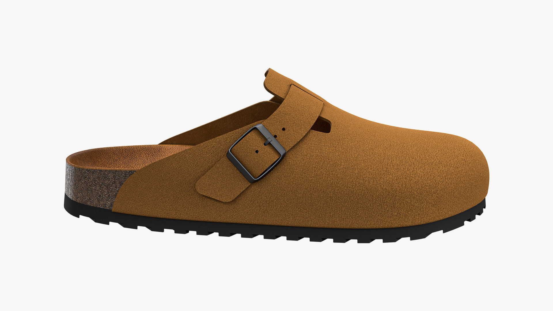 Clog Sandals Brown Leather 3D model_6