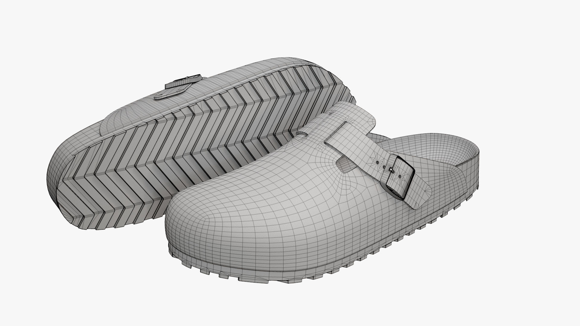 Clog Sandals Brown Leather 3D model_14