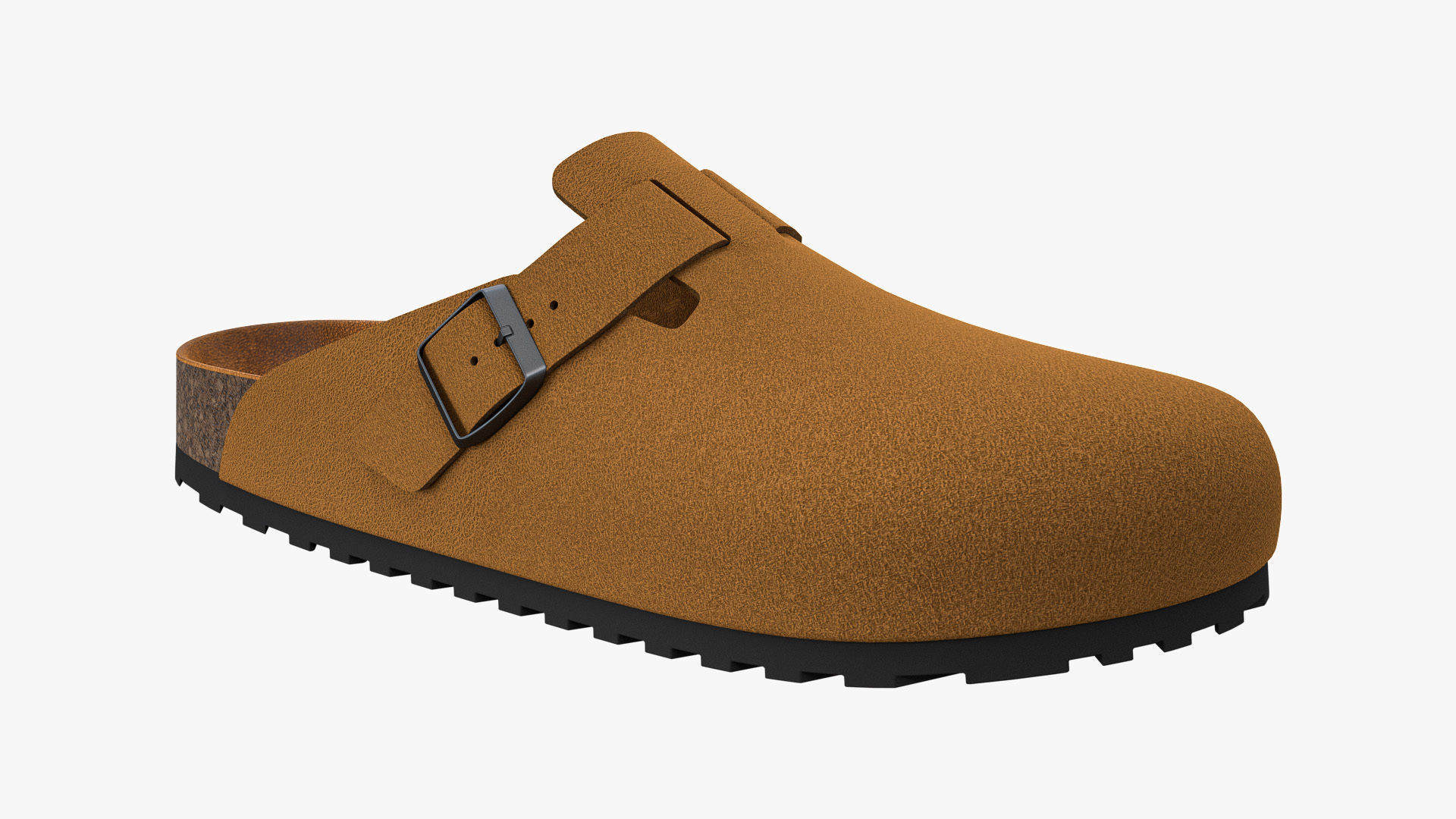 Clog Sandals Brown Leather 3D model_9