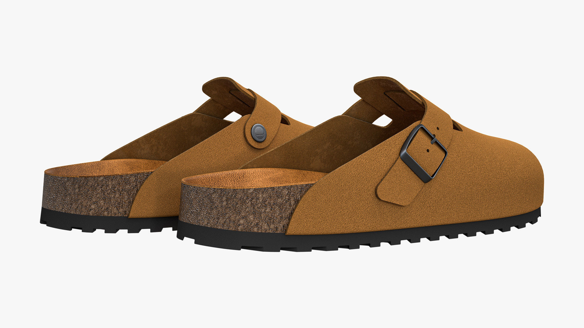 Clog Sandals Brown Leather 3D model_5