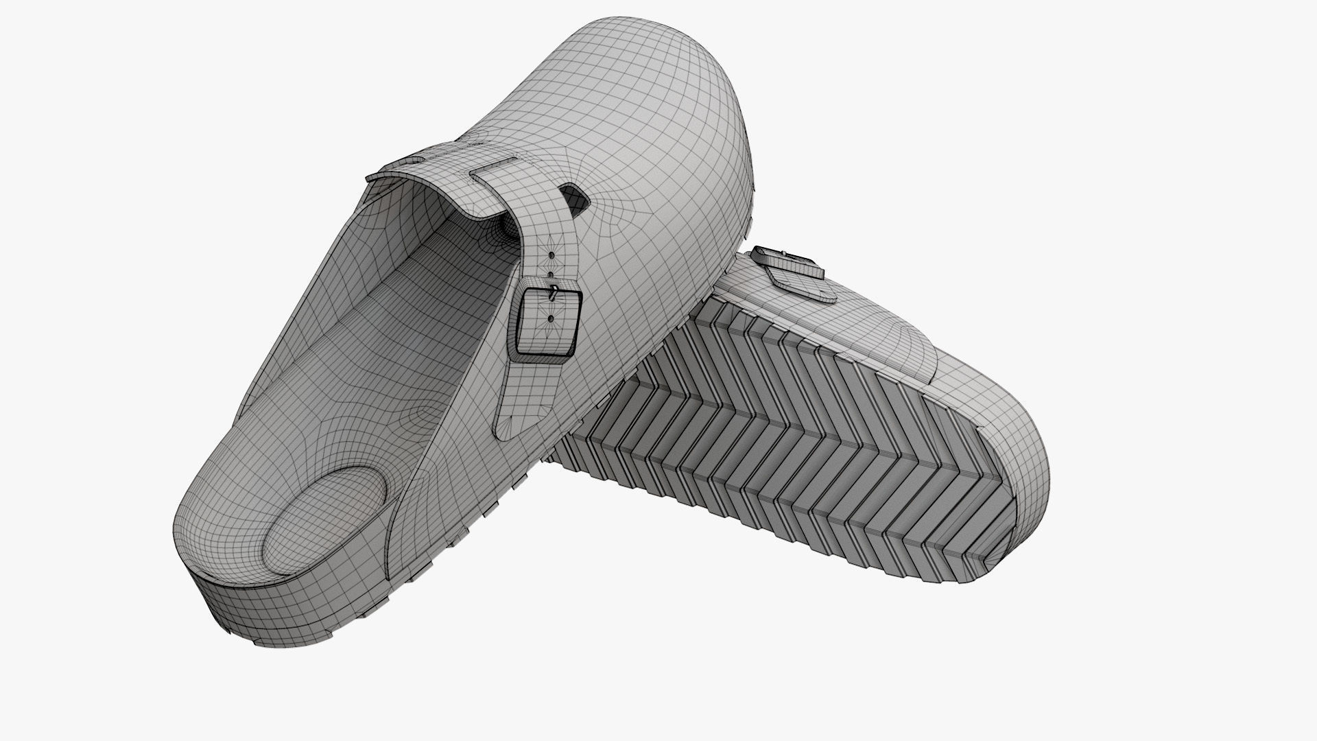 Clog Sandals Brown Leather 3D model_13