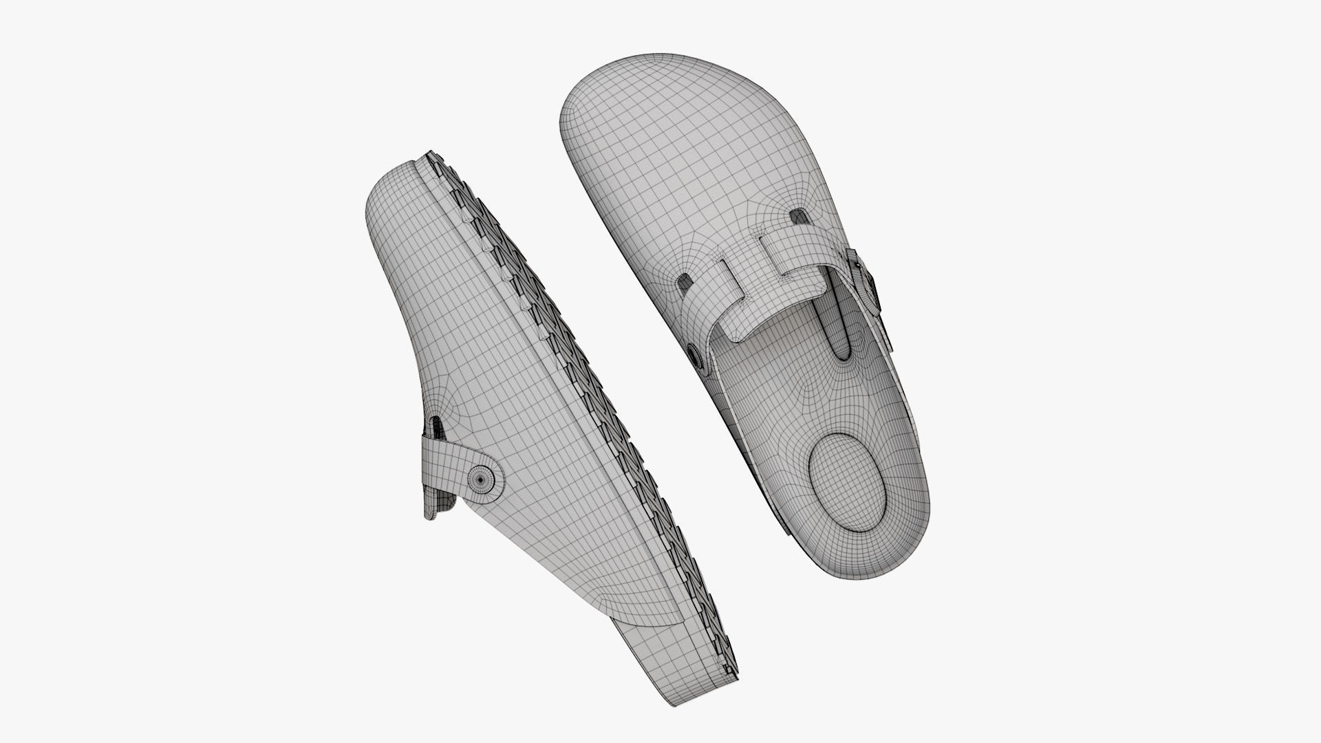 Clog Sandals Brown Leather 3D model_15