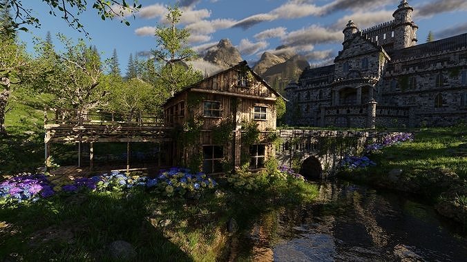 Mansion Scene 3D model 5