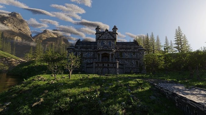 Mansion Scene 3D model 6